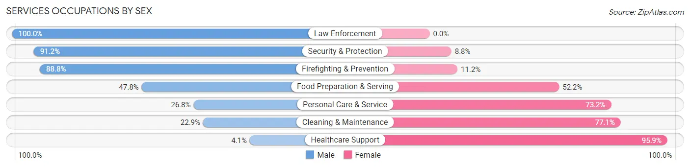 Services Occupations by Sex in Zip Code 33903