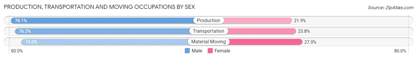 Production, Transportation and Moving Occupations by Sex in Zip Code 33905