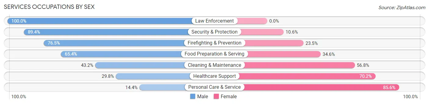 Services Occupations by Sex in Zip Code 33919