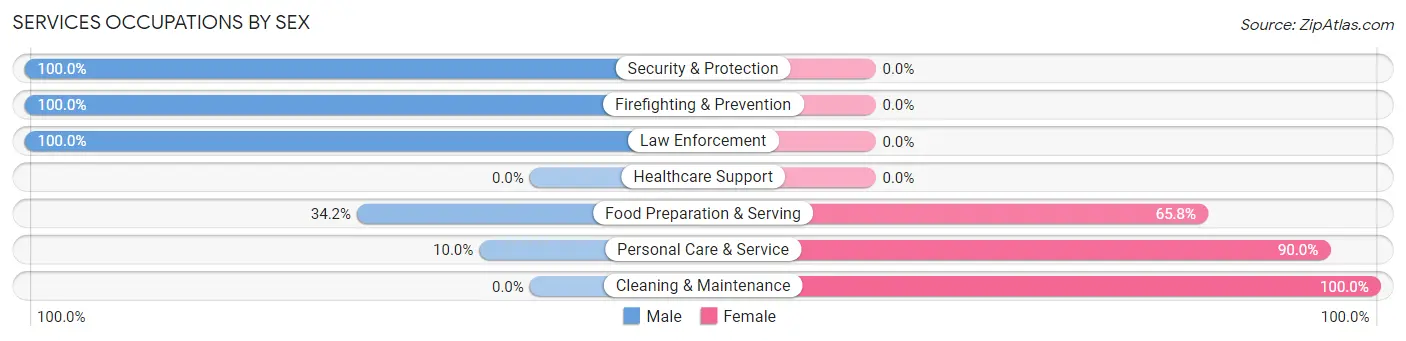 Services Occupations by Sex in Zip Code 33953