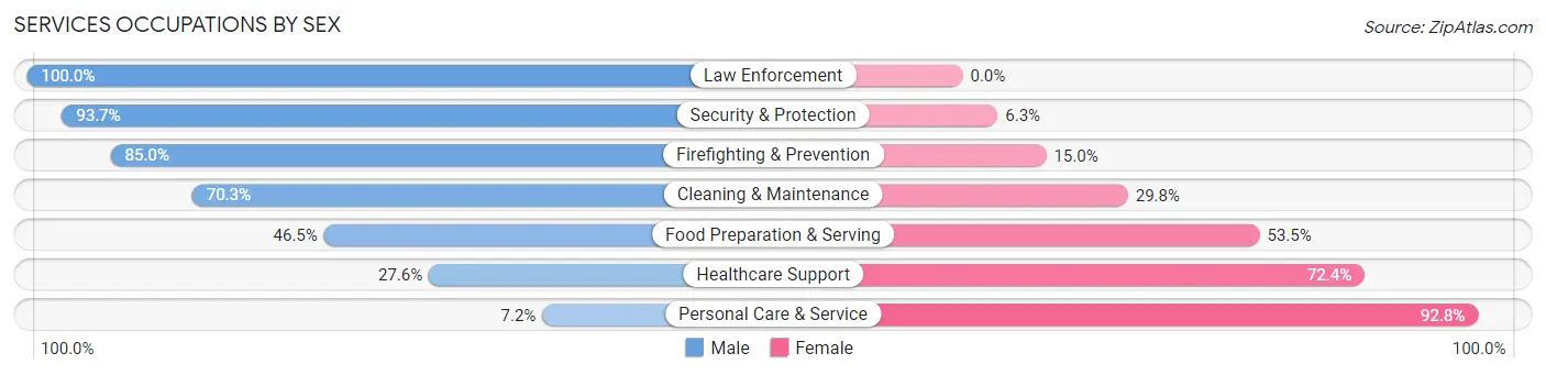 Services Occupations by Sex in Zip Code 33990