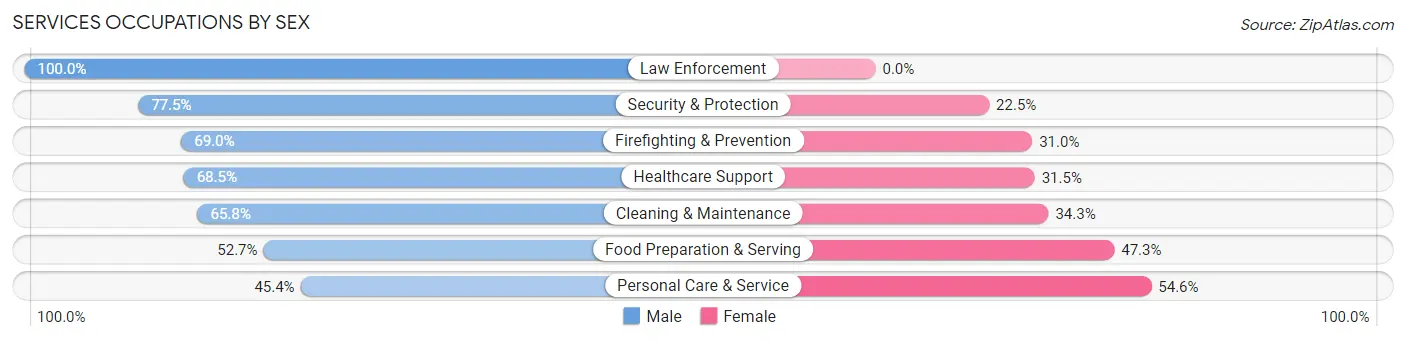 Services Occupations by Sex in Zip Code 34202