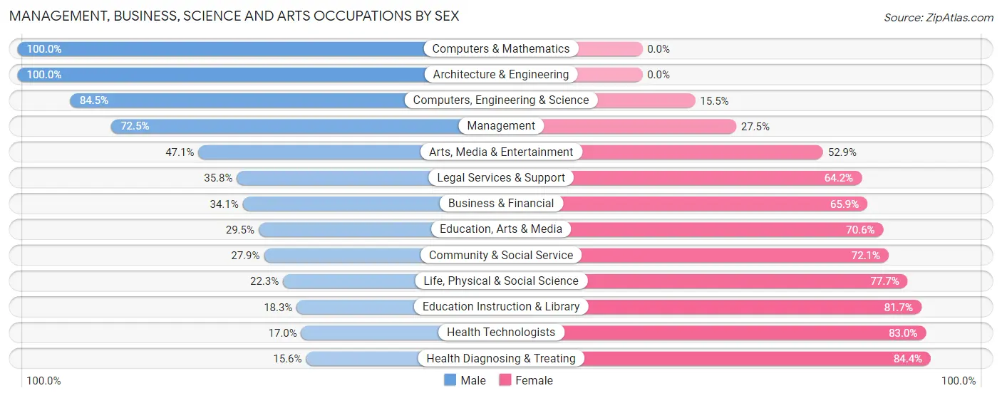 Management, Business, Science and Arts Occupations by Sex in Zip Code 34208