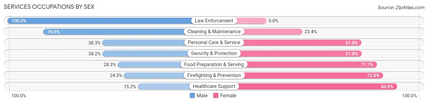 Services Occupations by Sex in Zip Code 34208