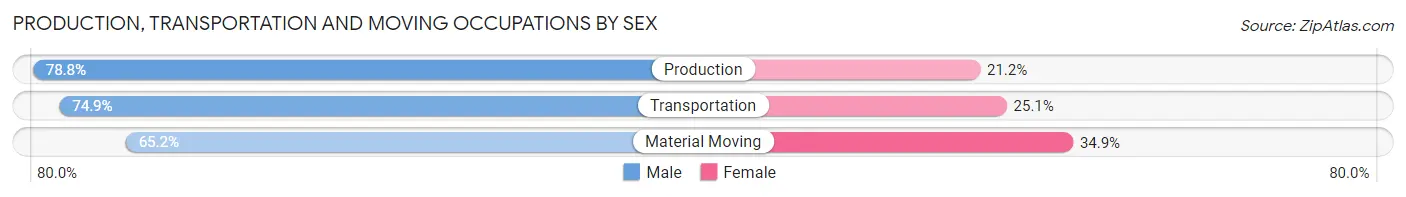 Production, Transportation and Moving Occupations by Sex in Zip Code 34222