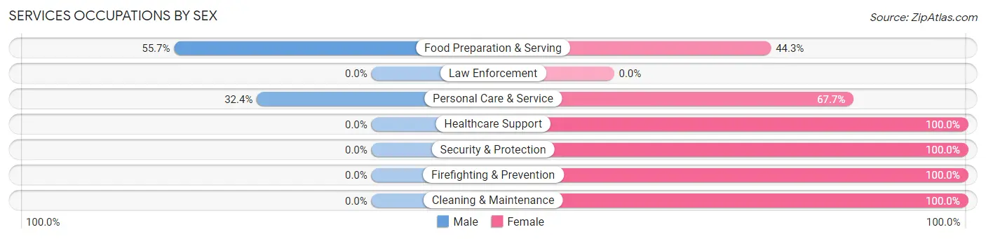 Services Occupations by Sex in Zip Code 34228