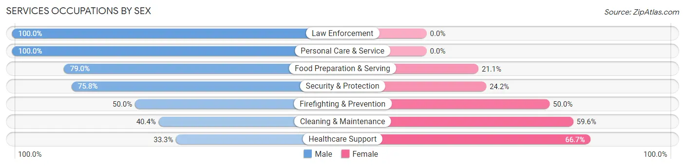 Services Occupations by Sex in Zip Code 34242