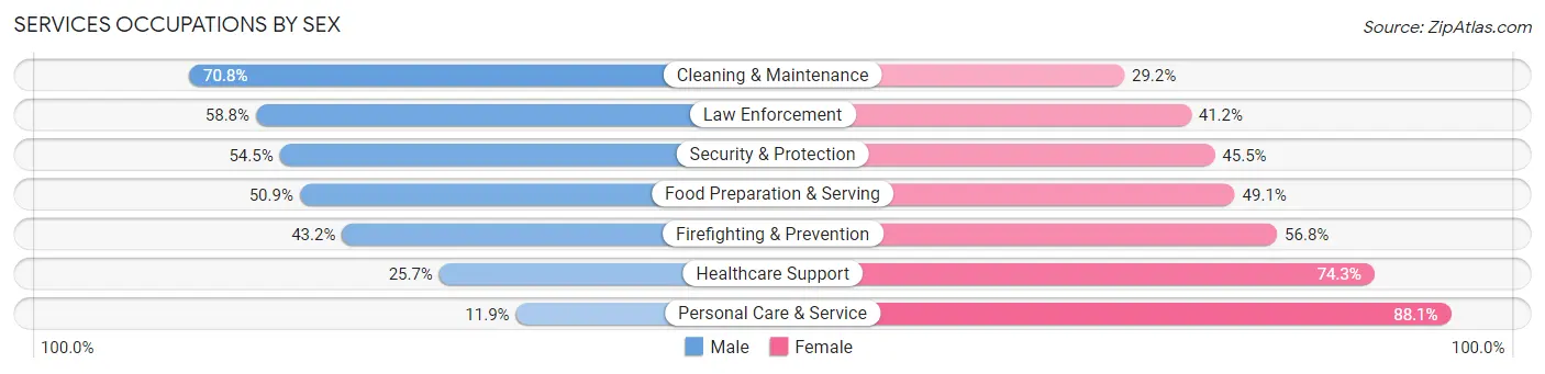 Services Occupations by Sex in Zip Code 34275