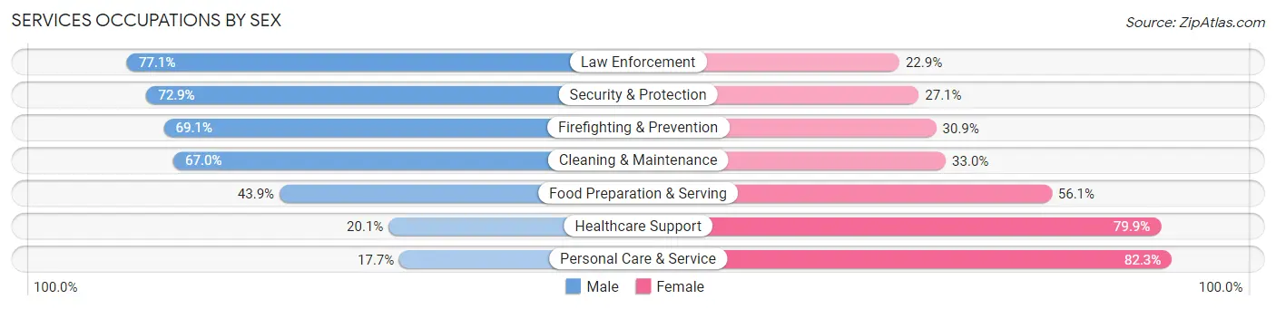 Services Occupations by Sex in Zip Code 34293