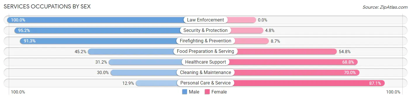 Services Occupations by Sex in Zip Code 34491