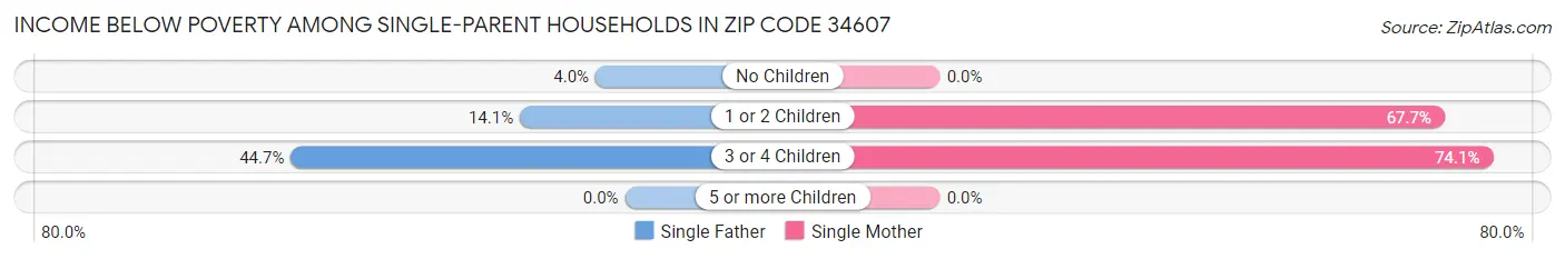 Income Below Poverty Among Single-Parent Households in Zip Code 34607