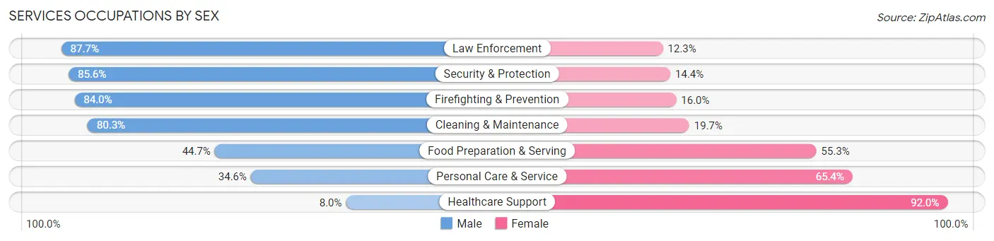 Services Occupations by Sex in Zip Code 34609