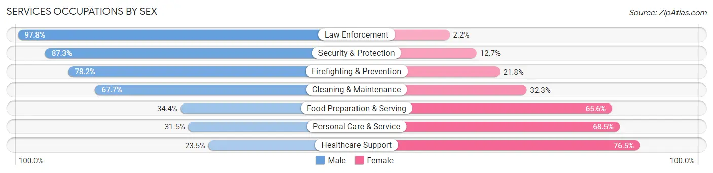 Services Occupations by Sex in Zip Code 34655