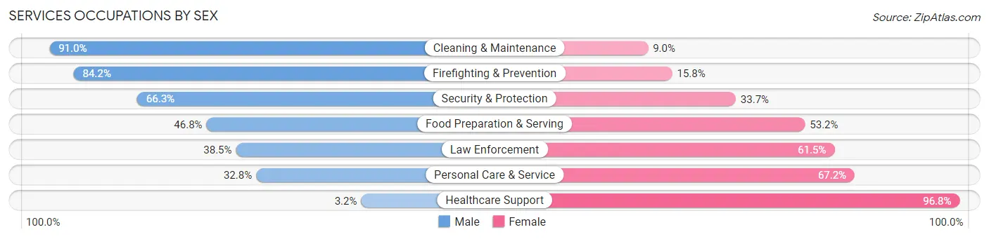 Services Occupations by Sex in Zip Code 34669