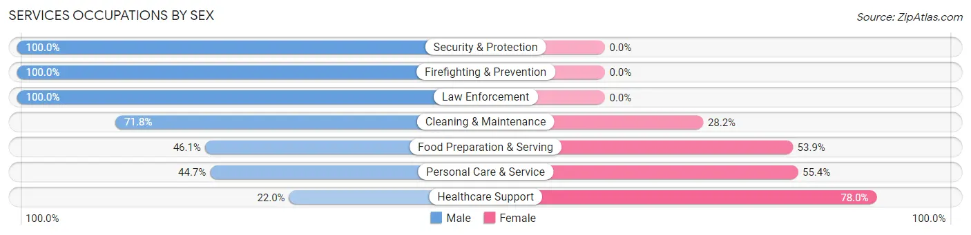 Services Occupations by Sex in Zip Code 34689