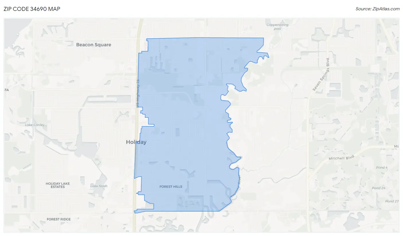 Zip Code 34690 Map