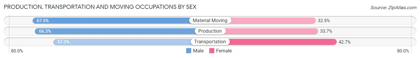 Production, Transportation and Moving Occupations by Sex in Zip Code 34746