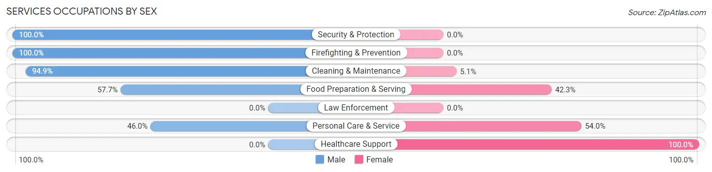 Services Occupations by Sex in Zip Code 34756