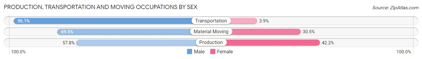 Production, Transportation and Moving Occupations by Sex in Zip Code 34758