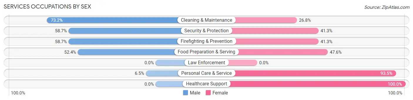 Services Occupations by Sex in Zip Code 34947