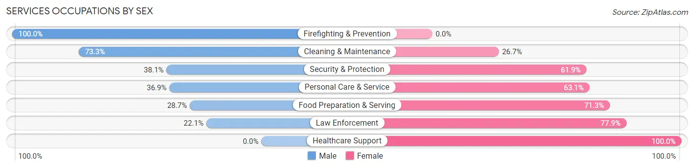 Services Occupations by Sex in Zip Code 34987