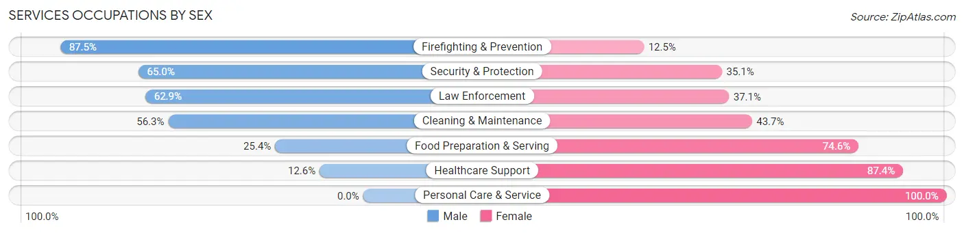 Services Occupations by Sex in Zip Code 34994