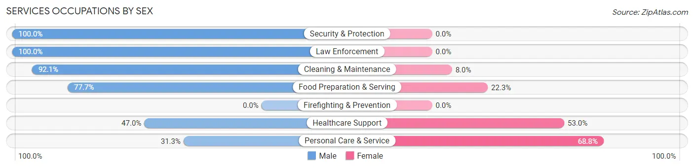 Services Occupations by Sex in Zip Code 34996