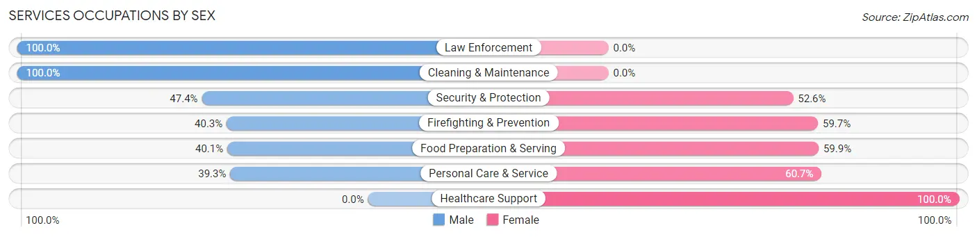 Services Occupations by Sex in Zip Code 35004