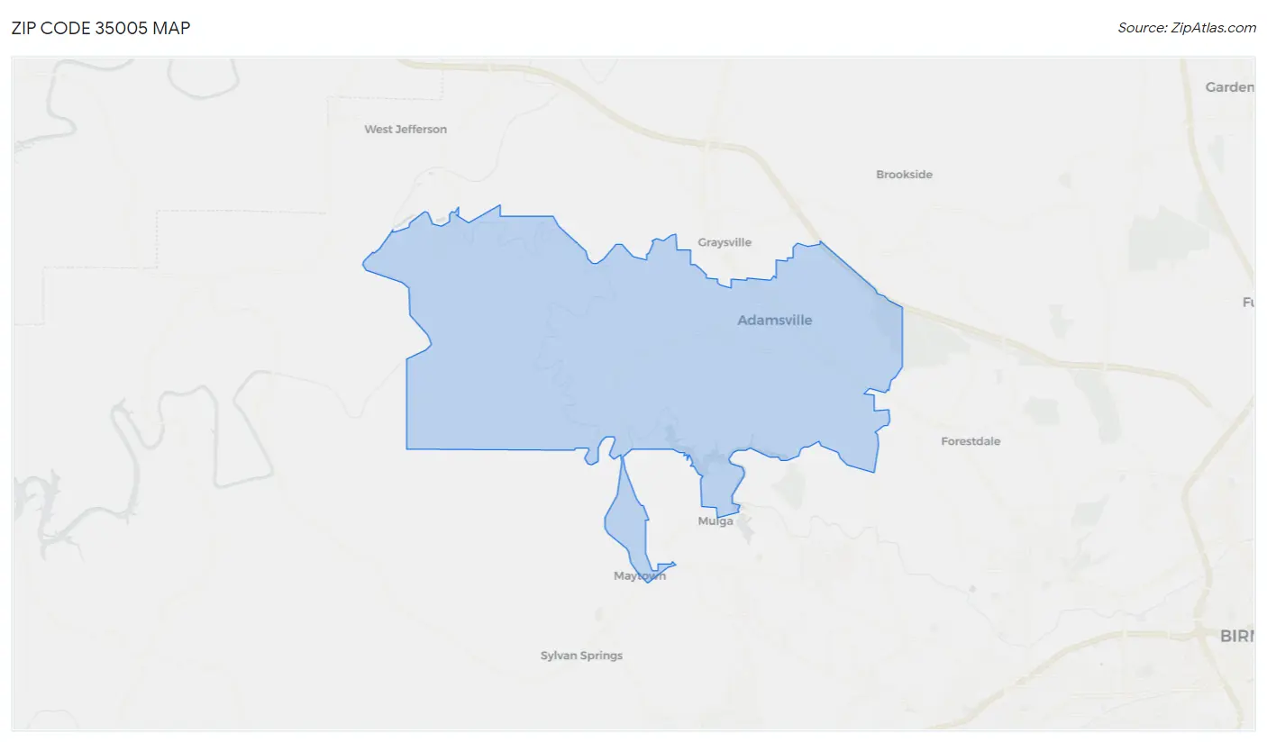 Zip Code 35005 Map