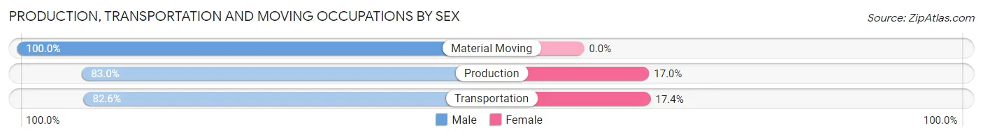 Production, Transportation and Moving Occupations by Sex in Zip Code 35022