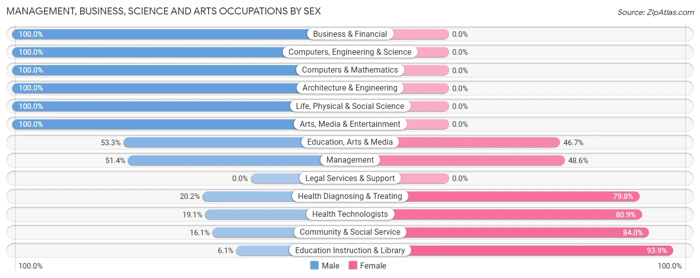 Management, Business, Science and Arts Occupations by Sex in Zip Code 35031