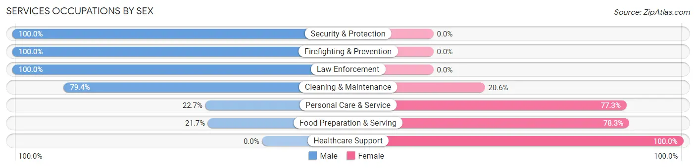Services Occupations by Sex in Zip Code 35031
