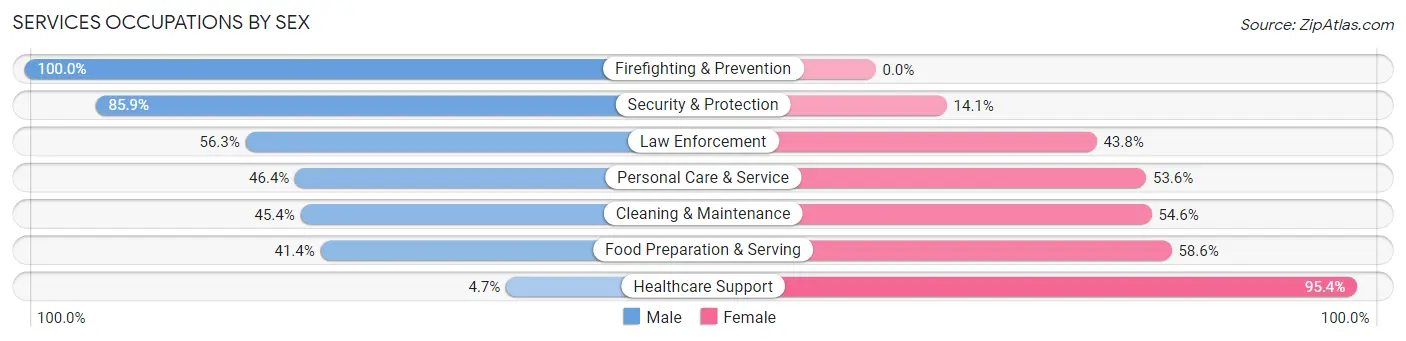 Services Occupations by Sex in Zip Code 35051