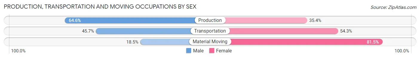 Production, Transportation and Moving Occupations by Sex in Zip Code 35054