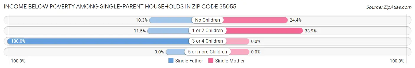 Income Below Poverty Among Single-Parent Households in Zip Code 35055