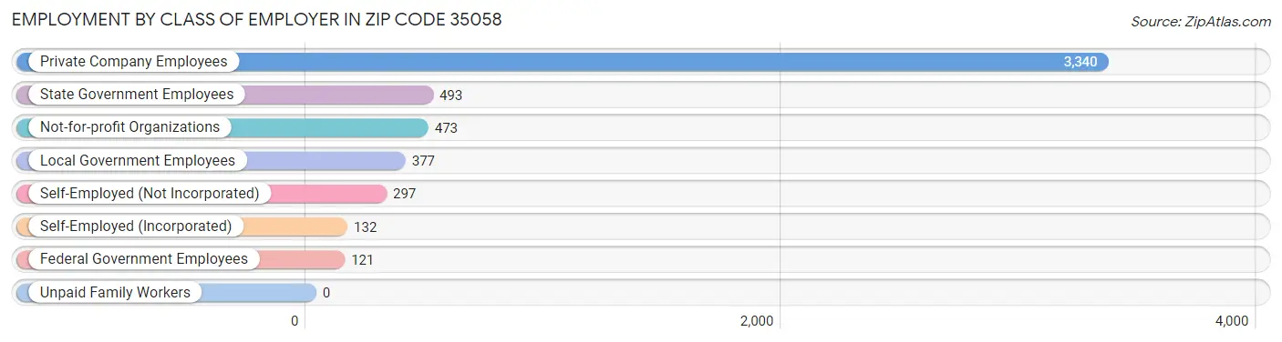 Employment by Class of Employer in Zip Code 35058