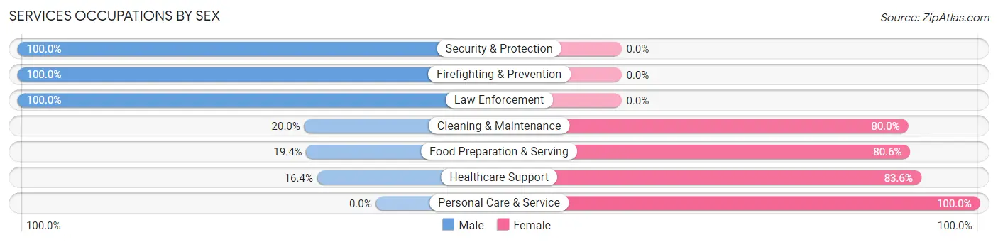 Services Occupations by Sex in Zip Code 35062