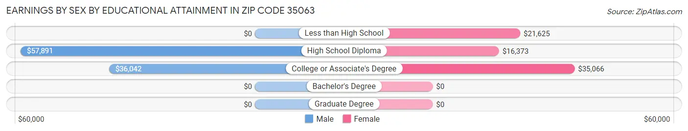 Earnings by Sex by Educational Attainment in Zip Code 35063
