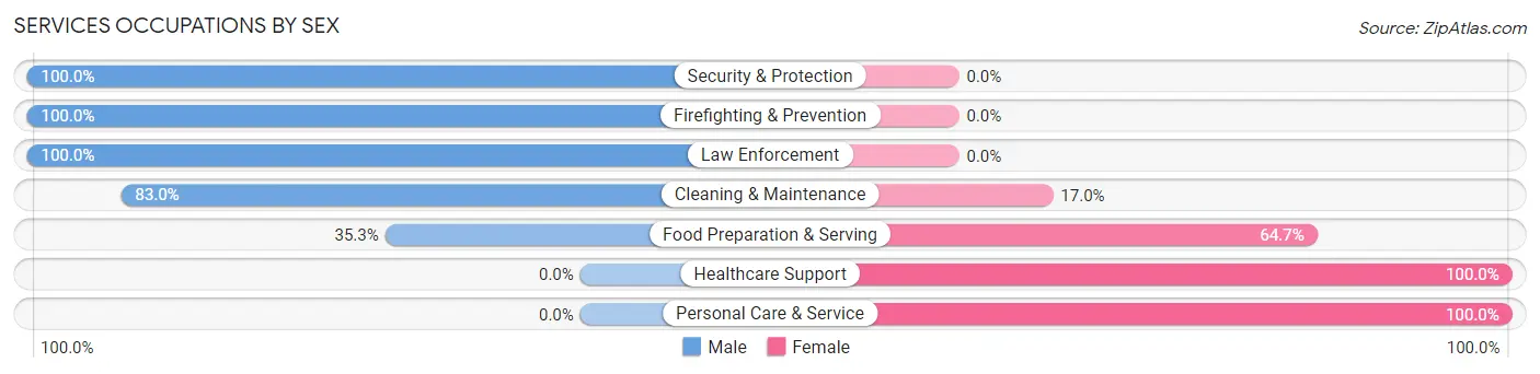 Services Occupations by Sex in Zip Code 35116