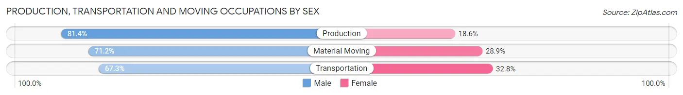 Production, Transportation and Moving Occupations by Sex in Zip Code 35121