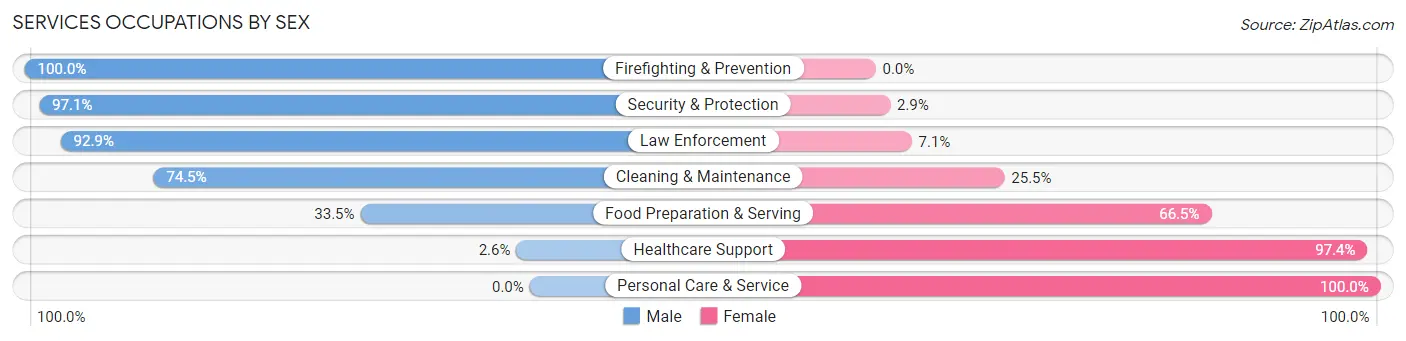 Services Occupations by Sex in Zip Code 35121