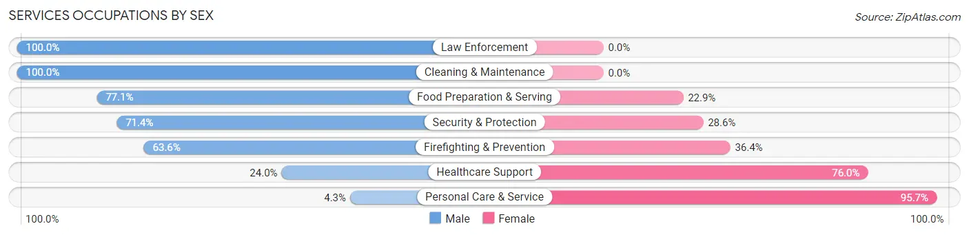 Services Occupations by Sex in Zip Code 35127