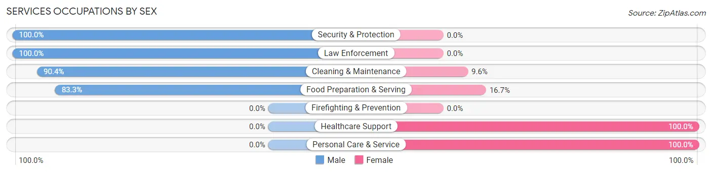 Services Occupations by Sex in Zip Code 35130