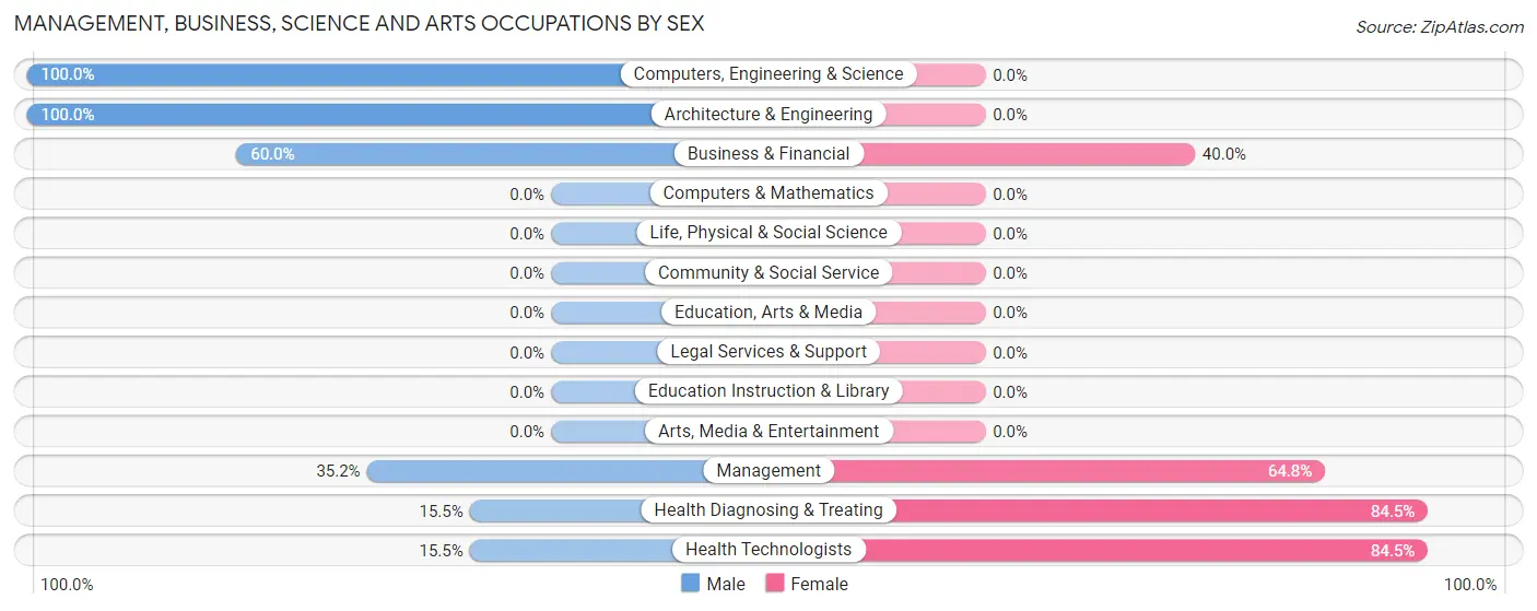 Management, Business, Science and Arts Occupations by Sex in Zip Code 35133