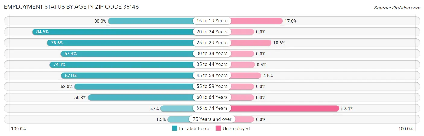 Employment Status by Age in Zip Code 35146