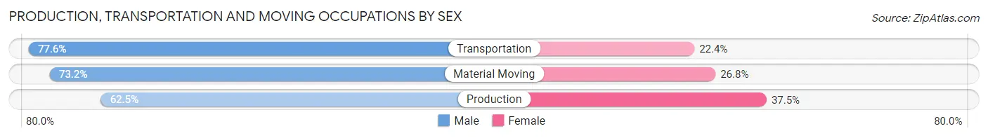 Production, Transportation and Moving Occupations by Sex in Zip Code 35150