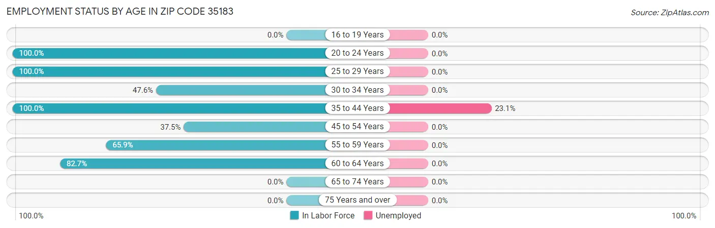 Employment Status by Age in Zip Code 35183