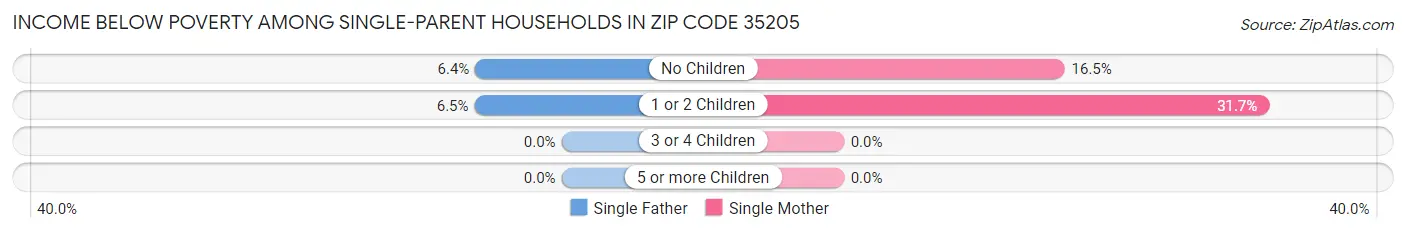 Income Below Poverty Among Single-Parent Households in Zip Code 35205