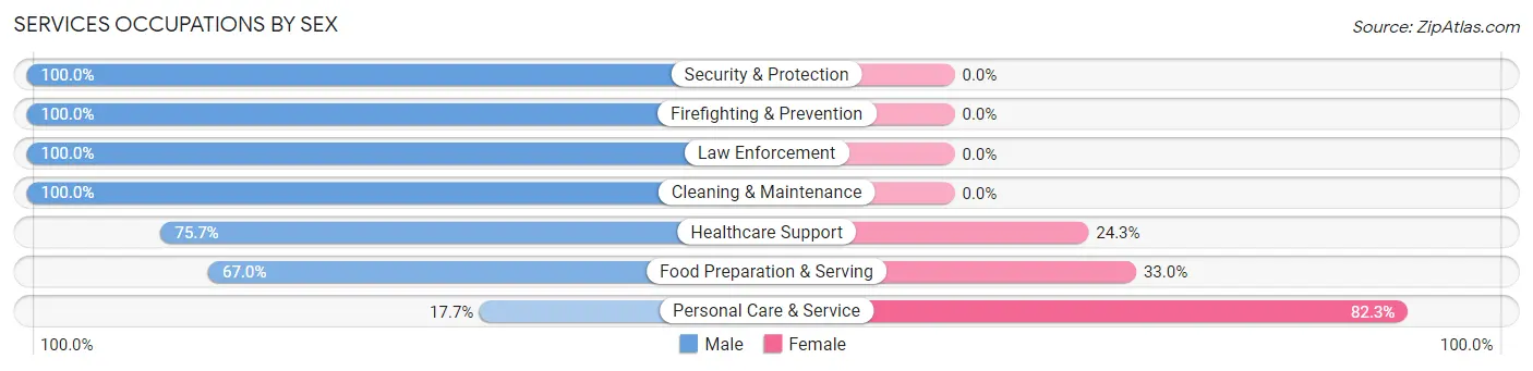 Services Occupations by Sex in Zip Code 35213