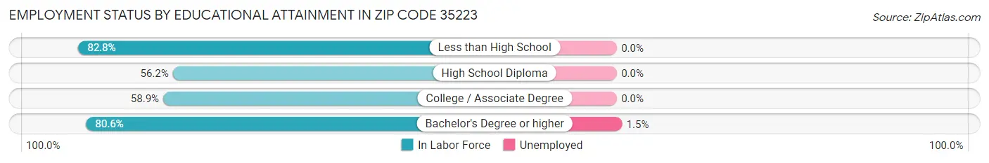 Employment Status by Educational Attainment in Zip Code 35223